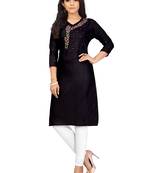 Black embroidered cotton embroidered-kurtis