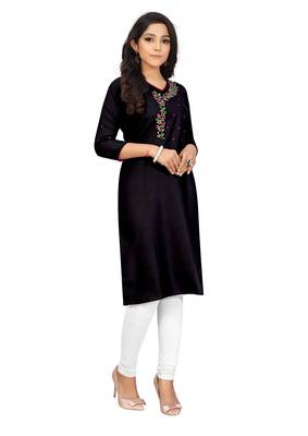 Black embroidered cotton embroidered-kurtis 2