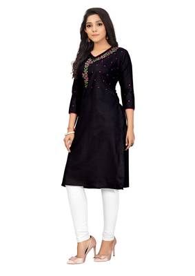 Black embroidered cotton embroidered-kurtis 3