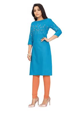 Blue embroidered cotton embroidered-kurtis 2
