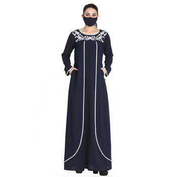 Embroidered Abaya With Matching Hijab 1