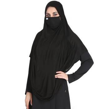 Bashariya-3 Pcs Set : Khimar-Ready To Wear Instant Hijab With A Complementary Mask & Under Scarf Cap 2