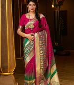 Rani pink woven banarasi saree with blouse