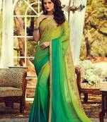 Multicolor embroidered silk saree with blouse