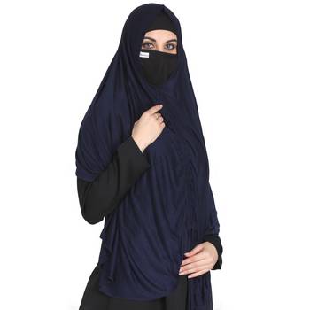 Bashariya-3 Pcs Set : Khimar-Ready To Wear Instant Hijab With A Complementary Mask & Under Scarf Cap 3