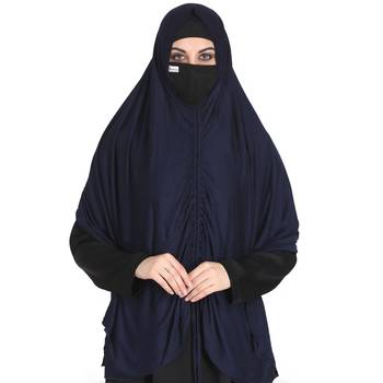 Bashariya-3 Pcs Set : Khimar-Ready To Wear Instant Hijab With A Complementary Mask & Under Scarf Cap 4