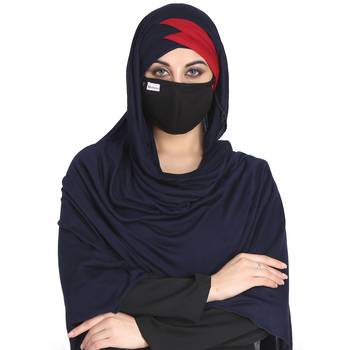 Bashariya-3 Pcs Set : Ready To Wear Turban Style Hijab With A Complementary Mask & Under Scarf Cap 3