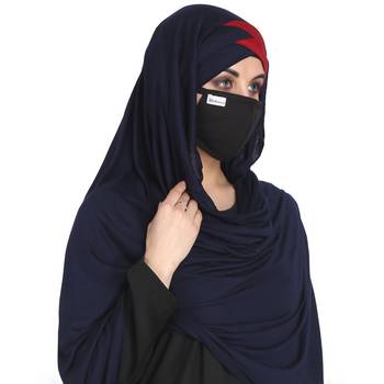 Bashariya-3 Pcs Set : Ready To Wear Turban Style Hijab With A Complementary Mask & Under Scarf Cap 4