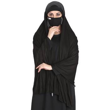 Bashariya-3 Pcs Set : Ready To Wear Instant Hijab With A Complementary Mask & Under Scarf Cap 3