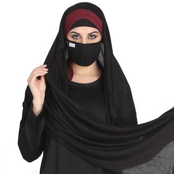Bashariya-3 Pcs Set : Ready To Wear Turban Style Hijab With A Complementary Mask & Under Scarf Cap 1