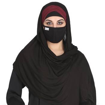Bashariya-3 Pcs Set : Ready To Wear Turban Style Hijab With A Complementary Mask & Under Scarf Cap 2