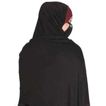 Bashariya-3 Pcs Set : Ready To Wear Turban Style Hijab With A Complementary Mask & Under Scarf Cap 5