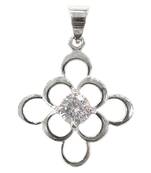 White Zircon Studded Silver Pendant-PD014