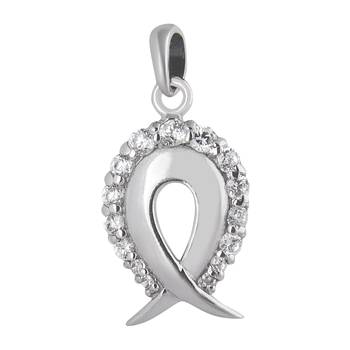 Curved Zircon Studded Silver Pendant-PD037 1