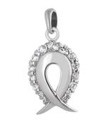 Curved Zircon Studded Silver Pendant-PD037