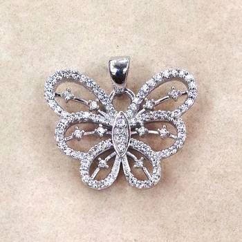 Zircon Studded Butterfly Pendant-PD042 1
