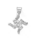 Swastik Zircon Silver Pendant-PD097