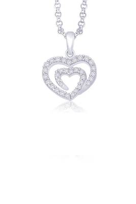 Cupid Heart CZ Silver Pendant-PD132 2