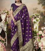Purple woven art silk saree saree with blouse