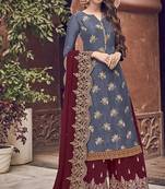 Grey embroidered jacquard salwar