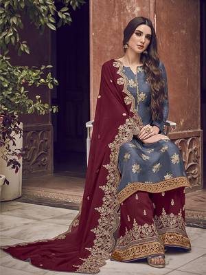 Grey embroidered jacquard salwar 2