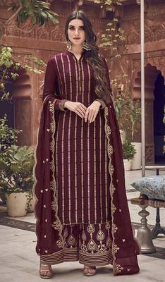Maroon embroidered jacquard salwar 1