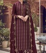 Maroon embroidered jacquard salwar