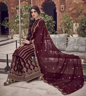 Maroon embroidered jacquard salwar 3