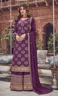 Purple embroidered jacquard salwar 1