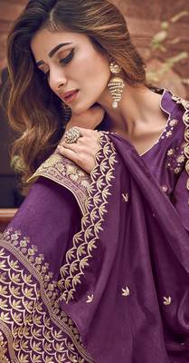 Purple embroidered jacquard salwar 2