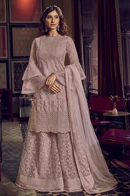 Mauve embroidered net salwar 1