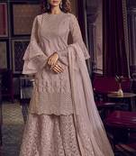 Mauve embroidered net salwar