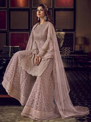 Mauve embroidered net salwar 2