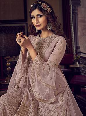 Mauve embroidered net salwar 3