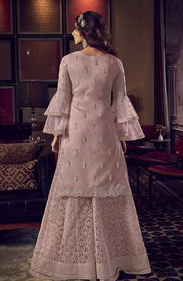Mauve embroidered net salwar 4