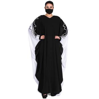 Mushkiya-Dual Color Kaftan With Matching Embroidery. Comes With A Matching Hijab. 7