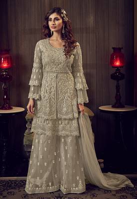 Grey embroidered net salwar 1
