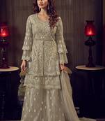 Grey embroidered net salwar