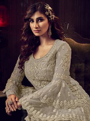 Grey embroidered net salwar 2