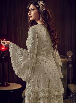 Grey embroidered net salwar 3