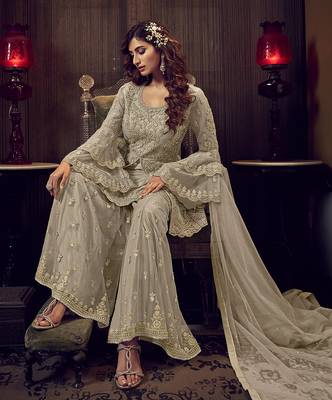 Grey embroidered net salwar 4