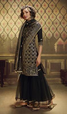 Black embroidered net salwar 1
