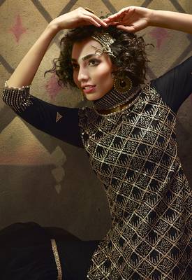 Black embroidered net salwar 3