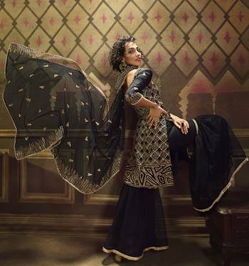 Black embroidered net salwar 4