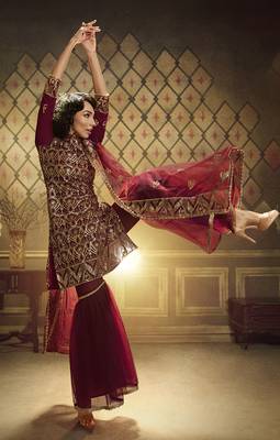 Maroon embroidered net salwar 2