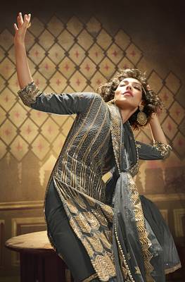 Grey embroidered net salwar 2