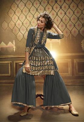 Grey embroidered net salwar 3