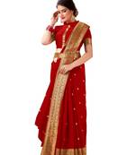 Buy Red woven banarasi silk saree with blouse