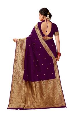 Wine woven banarasi silk saree with blouse 5