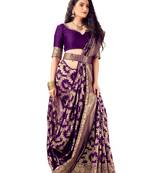 Wine woven banarasi silk saree with blouse
